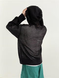 Hollow Out Cardigan Sweaters Men Knitted Summer Casual Breathe Fashion Clothing Hooded Lightweight Coats New