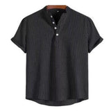 Summer Striped Shirts Men's Hawaiian Shirts Striped Graphic Clothing Short Sleeve Tops Streetwear Oversized For Men Henleys