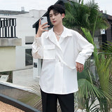 Gotmes Solid Shirts Men Long Sleeve Fashion  Casual Loose Blouse Male Luxury Breathable Masculina Clothes Classic Button Tops A95