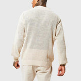 Fashion Solid Hollow Knitted Polo Shirts Men Autumn Casual Turn-down Collar Long Sleeve Pullovers For Mens Streetwear Tops