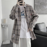 Spring New Oversize Retro Plaid Blouses Male High Quality Long Sleeve Cotton Plaid Shirts Hip Hop Flannel Checked Shirts Men