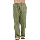 Cotton Linen White Pants Men  Large Size Men's Casual Trousers Home Trousers Man Long Tube Solid Color Loose Trousers