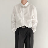 New Japanese Fashion Luxury Satin Sexy Mens Shirts Top Quality Long Sleeve Business Button Up Shirt Loose Formal Blouse