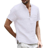 Summer New Men's Short-Sleeved T-shirt Cotton and Linen Led Casual Men's T-shirt Shirt Male  Breathable S-3XL