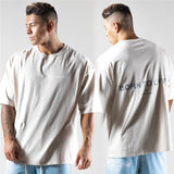 Summer Men's Loose Cotton Gym Shirt Sports Men's Fashion Running Workout Casual Short Sleeve Training Fitness Sports T Shirt