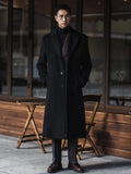 Autumn Winter Long Warm Black Trench Coat Men Single Breasted Luxury Wool Blends Overcoat High Quality Clothing