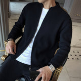 New Men's Sweaters Coat Fashion Solid Cardigan Men Knitted Sweater Jacket Loose Stand Collar Zip High Street Outwear