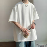 Men's Suede Short Sleeve T-shirt Vintage Loose T-shirts Women Casual Oversized T Shirt O Neck Retro Harajuku Tops Tees New
