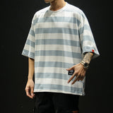 New Fashion Men's T Shirt Summer O-Neck Short Sleeve Striped T-Shirt Mens Oversized Casual Hip Hop Top Tees Streetwears 5XL