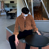 Long-sleeved Solid Color Corduroy Shirts for Men Fashion Retro Autumn Korean Trend Wild Casual Loose Shirt Jacket