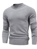 New Winter Men's Mock Neck Sweater Fashion Solid Color Warm Knitted Pullovers Men Casual Elastic Sweaters Male Autumn Knitwear