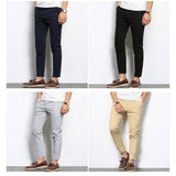 BROWON Autumn Men Fashions Solid Color Casual Pants Men Straight Slight Elastic Ankle-Length High Quality Formal Trousers Men