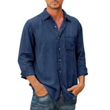 Spring Autumn New Men Cotton Shirt Fashion Stitching Long Sleeve Tops Loose Shirts For Men's Casual Lapel Male Blouse Streetwear