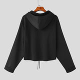 Tops Korean Style New Men High-waisted Drawcord Hooded Casual Streetwear Solid All-match Zippered Sweatshirts S-5XL