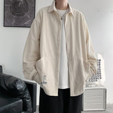 Men's Corduroy Long Sleeve Shirts Woman Fashion Casual Oversize Blouse Unisex Overshirt