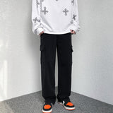 Baggy Pocket Jeans Men Fashion Casual Black/Beige Straight Jeans Men Streetwear Loose Hip Hop Denim Cargo Pants Mens Trousers