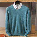 Men's 100% Pure Mink Cashmere Sweater V-Neck Pullovers Knit Sweater Autumn and Winter New Long Sleeve High-End Jumpers Mink Tops