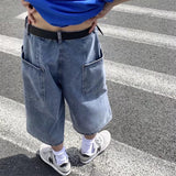 Multi-pockets Cargo Pants Summer Short Jeans Breeches Hip Hop Streetwear Baggy Denim Shorts Casual Wide-leg Capris Pants 5XL-M