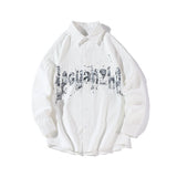 Letter Printed Men Shirts Streetwear Oversize Male Blouses Spring Autumn All-match Long Sleeve Cardigan Tops