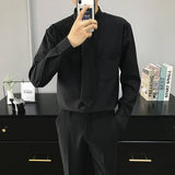 Gotmes British Style Solid Long Sleeve Shirts Men Clothing  Spring Autumn Slim Fit Business Casual Formal Wear Blouse Tops WA02