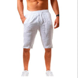 Men's Cotton Linen Shorts Pants Male Summer Breathable Solid Color Linen Trousers Fitness Streetwear S-4XL