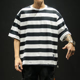 New Fashion Men's T Shirt Summer O-Neck Short Sleeve Striped T-Shirt Mens Oversized Casual Hip Hop Top Tees Streetwears 5XL