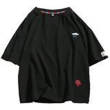 Summer New Men's Short-Sleeved T-shirt Cotton and Linen Casual Men's T Shirts Male Breathable Loose Hip Hop Embroidery Top Tees