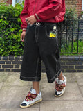 Bermuda Shorts For Men Hip Hop Baggy Fit Short Homme Pantalones Cortos De Hombre Summer Wide Leg Loose Cropped Denim Pants Jeans