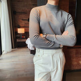 Male High End Fashion Brand Knitted Pullover Sweater Men Half Turtle Neck Autum Winter Woolen Casual Jumper Clothes S-4XL
