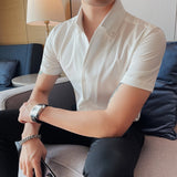 Summer High Quality New Arrival Fashion Male Young Formal Casual Men's Shirt Short Sleeve High Elasticity Social Blouse