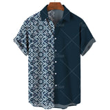 Hawaiian Beach Style Men's Short Sleeve Shirt 3D Printed Vintage Stripe Color Block Fashion Creative Loose Breathable