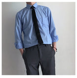 Gotmes British Style Solid Long Sleeve Shirts Men Clothing  Spring Autumn Slim Fit Business Casual Formal Wear Blouse Tops WA02