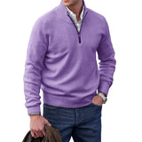 Men's Cashmere Zipper Basic Sweater Winter Men's Fleece Thicker Sweater Half Zipper Turtleneck Warm Pullover Quality Male Slim