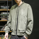 Mens Bomber Jacket Army Green Lightweight Spring Jackets Japan Style Big Pockets Pilot Jacket Men Clothing