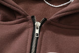 Foam Graffiti Zipper Hooded Hoodies for Men Fleece Casual Cardigan Coat Unisex Hip Hop Loose Sweatshirts
