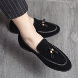 Designer  Mens Leather Casual Shoes for Men Tassel Loafers Comfortable Black Brown Moccasins suede mens shoes mocasines