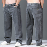 Baggy Jeans Men Casual Pants Wide Leg Classic Work Trousers Gray Denim Pants New