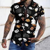 Vintage Plaid Printing Short Sleeve Mens Shirt Clothes Fashion Turn-down Collar Buttoned Tops Men's Summer Loose Casual Shirts