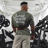 Gym Fitness Shirt Men's Running Sports Loose Oversized T-shirt Short Sleeve Cotton Summer Men's Bodybuilding Workout Top Men's