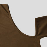 Mens Off Shoulder Cutout Long-sleeved T-shirt