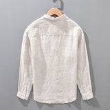 Spring New Long Sleeve Shirts for Men 100% Pure Linen Plus Size Comfortble Casual Button Up Hemp Shirt Men Fashion Clothing