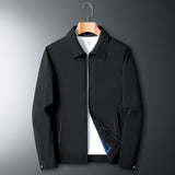 Brand Men's Business Jacket Casual Coats Turn Down Collar Zipper Simple Office Outerwear Men Middle-Aged Elderly Male Clothes