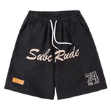 Streetwear Hip Hop Cargo Sports Shorts Men Harajuku Letter Printed Summer Loose Elastic Waist Casual Five Points Pants Male