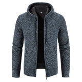 Winter Thick Cardigan Mens Sweater Zipper Hooded Fashion Warm Slim Fit Knitted Sweater Male Fleece Hoodies Coats Men M-4Xl
