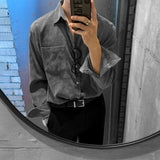Long-sleeved Solid Color Corduroy Shirts for Men Fashion Retro Autumn Korean Trend Wild Casual Loose Shirt Jacket