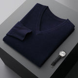 Merino Wool Sweater Men's V-neck Pullover Top Autumn Winter Knitted Casual Loose 100% Pure Wool Jacket