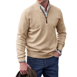 Men's Cashmere Zipper Basic Sweater Winter Men's Fleece Thicker Sweater Half Zipper Turtleneck Warm Pullover Quality Male Slim