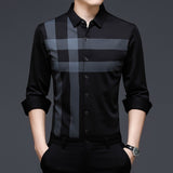 Casual Men Shirts Spring Autumn Striped Design Vintage Style Shirt Long Sleeve Business Party Tops Anti-wrinkle