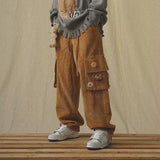 Corduroy Pants Wide Leg Pants for Men Cargo Trousers Male Vintage Pants Winter Warm Japanese Harajuku Fashion Hip Hop