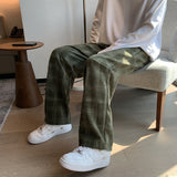 Men Checkered Casual Pants Loose Straight Corduroy Pants Sweatpants Man Fashion Streetwear  Spring New Hip Hop Trousers